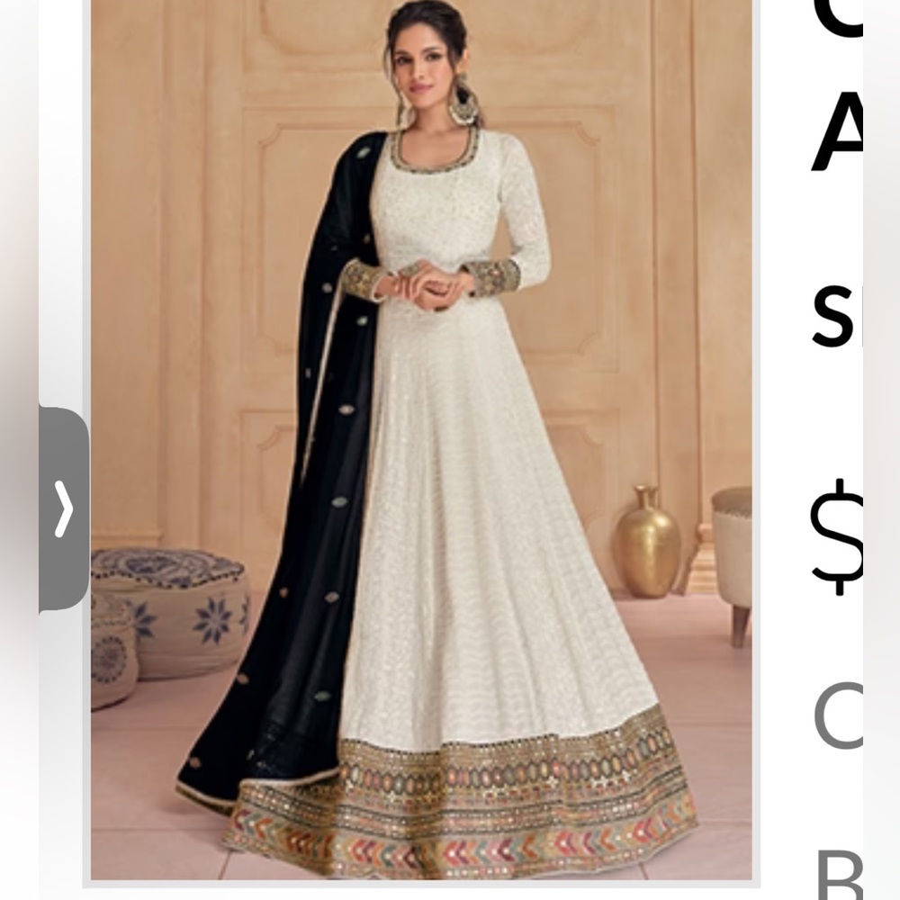 House of India Embroidered Georgette Salwar Kameez gown frock reception XL - Picture 3 of 16